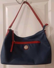 Tommy Hilfiger Blue Handbag Red Trim Zipper Closure
