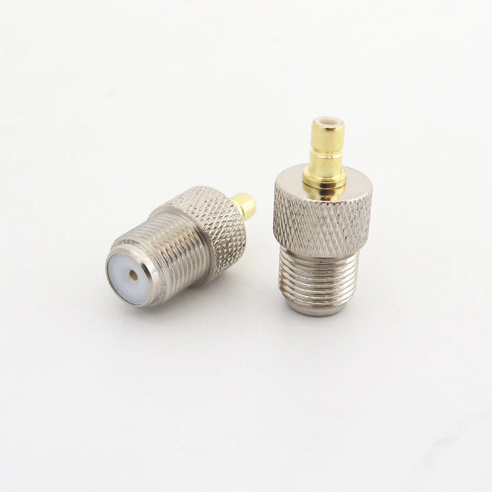 4pcs Gold SMB Male to Nickel F Type F Female Straight RF Adapter Connector - Image 2 of 4