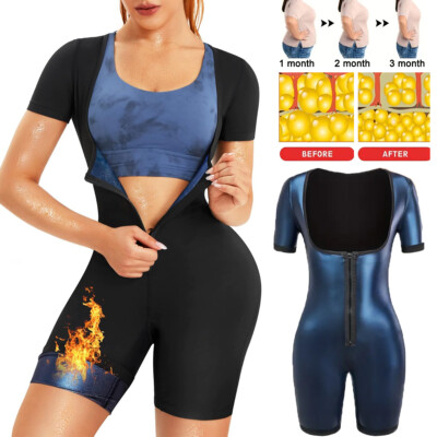 Sauna Suit For Women Weight Loss Sweat Waist Trainer Workout Full Body Shaper