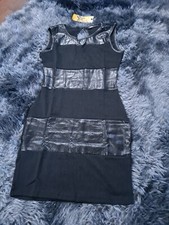 Only Star Textured Bodycon PU Mesh Panel Black Size S BNWT
