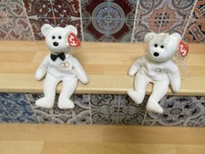 Ty Beanie Baby Mr  Mrs Bear Wedding Set Plush-New W/Heart Tag Protectors-New 