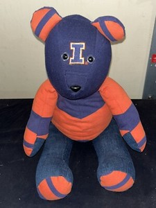 STUFFED BEAR U of I College Collectible Bear 21” GO ILLINI! Fighting Illinois