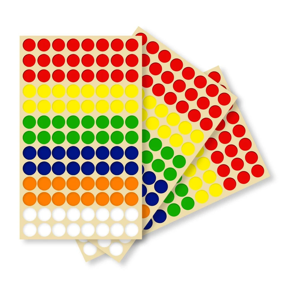 AVERY 832 Self Adhesive Round 8mm Sticky Multicolour Dot Labels Stickers Circle Spots