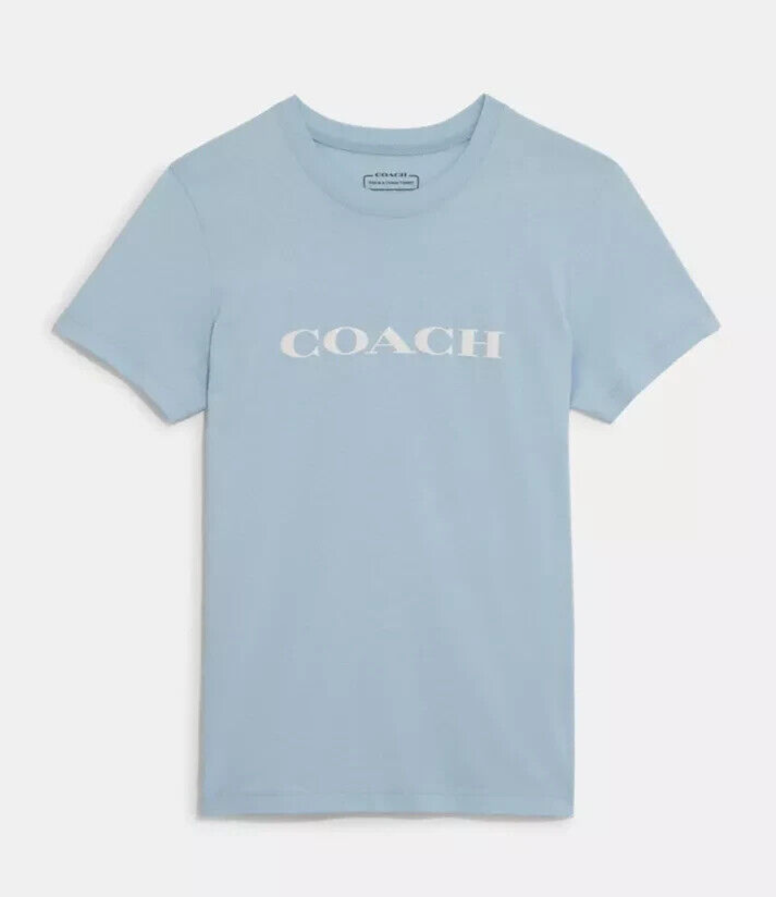 Brand New Coach Essential T Shirt In Organic Cotton Blue C8786