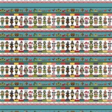 Feline Drive Fabric HAT ON A CAT Border Stripe Light Teal Sold by the Yard