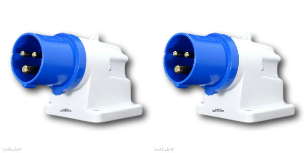 Gewiss Gw60415 Wall Mounted Plug (Appliance Inlet) 32 Amp 2 Pin & Earth Blue - Image 4