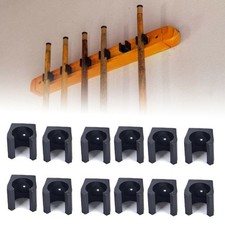 Billiard Cue Holder Clamp 12PC Black Clamp Wall Mount Hanger Clip Kit No Wooden