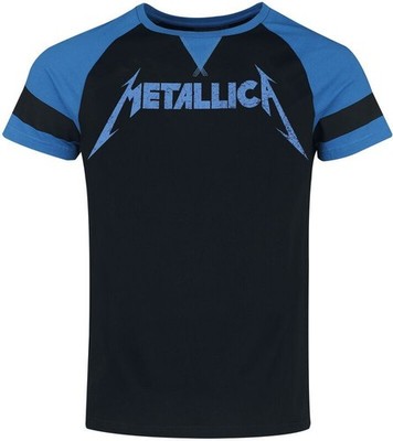 Metallica Shirt Thrash Metal Band Rglan Schwarz Blau Tee