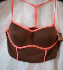 Victoria Secret PINK Bralette Bra Xl Brown Orange Push Up Padded Racerback New