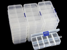 20 Packs Plastic Organizer Box 10 Grids Clear Storage Container Jewelry Case wit