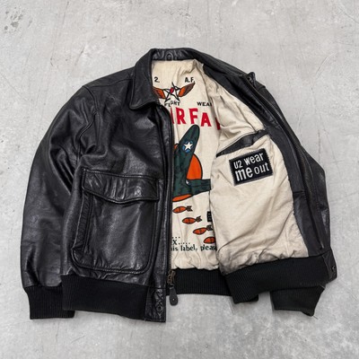 Vintage U2 Wear Me Out WW2 Leather Flight Bomber Jacket Mens
