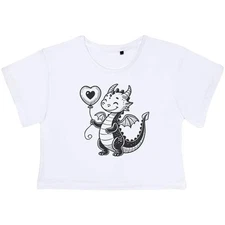 'Sweetheart Baby Dragon' Women's Cotton Crop Tops (CO051699)