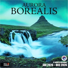 Aurora Borealis 2026 Wall Calendar 12 Month | 12" X 24" Open | Thick & Sturdy Pa