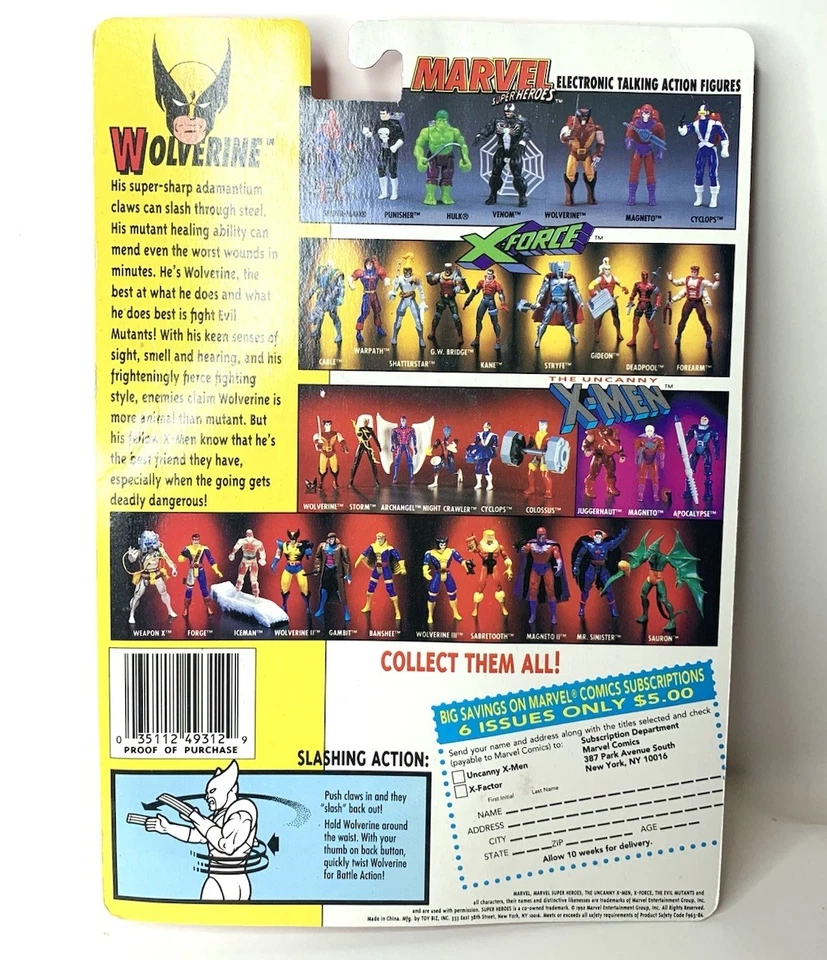 Figura de acción X-Men Wolverine Marvel Dynam-X 2da edición 1992 Toybiz Foto 3 de 3