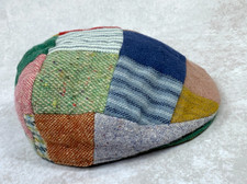 Hanna Hats of Donegal Patchwork Tweed Wool Flat Cap Hat Size M Made in Ireland