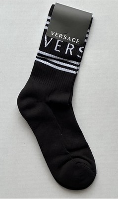 Versace Logo Socks Black/White Size  M Made in Italy ICZD002 NWT