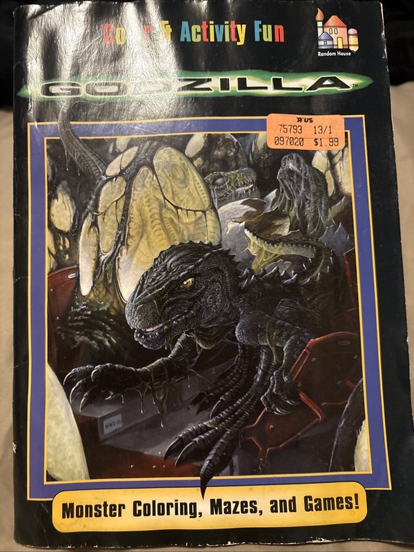 UNUSED Vintage 1998 Godzilla Coloring & Activity Fun Book, Random House