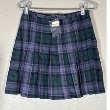 NEW Y2K Pleated Plaid Wool Mini Skirt Wrap Sz 8 Heritage Academia School Girl