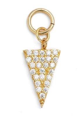 Argento Vivo X6302 Goldplated Sterling Silver 925 Pavé Triangle Charm Pendant