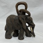 Vintage Solid Ebony Elephant- Hand-Carved Masterpiece- Interlocking Puzzle Chain — photo 3