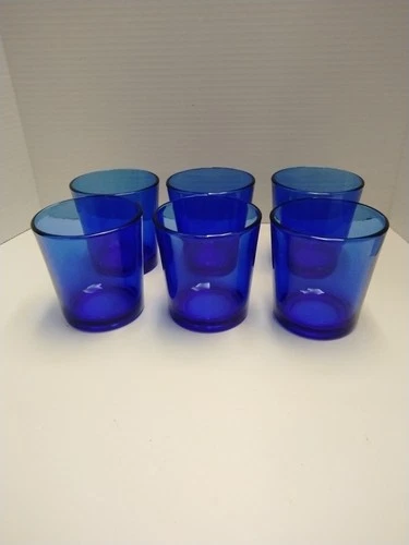 Vintage Set of 6 Libbey 8 oz. Cobalt Blue Glasses