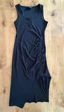 Cider Ribbed Henley Drawstring Side Slit Midi Dress Large