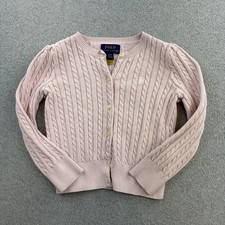 Polo Ralph Lauren Sweater Girls 4T Pink Cable Knit Button Front Cardigan