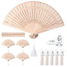 50 Packs Sandalwood Fans Wedding Favors Wooden Hand Fan Thank You for Celebra...