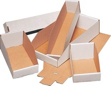 White Corrugated Cardboard Storage Bins, 2"x9"x4.5", Pack of 25 for Home, Garage