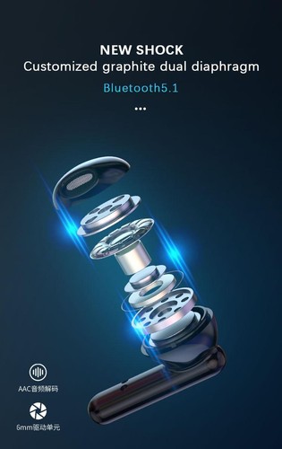 `Mirror BT 5.2 Słuchawki bezprzewodowe ze stereofonicznymi słuchawkami sportowymi LED Waterdic - Zdjęcie 14 z 20