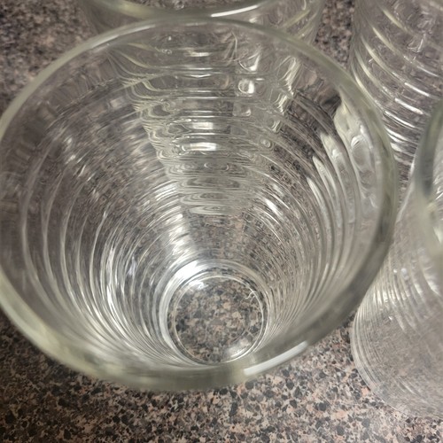 Set of 6 Libbey Clear Lined Drinking Glasses Full Line Pattern 16 oz Heavy - Picture 2 of 8