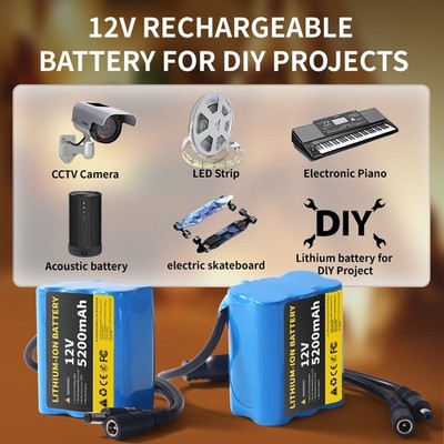12V Li-ion Battery For Wireless Cameras Bluetooth Devices LED Strips DIY Project