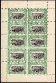 BELGIAN CONGO: 1916 5c Booklet Pane of 10 Superb Unmounted Mint SCARCE