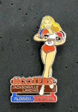 VINTAGE HOOTERS FOOTBALL GEORGIA FLORIDA JACKSONVILLE LANDING GIRL PIN