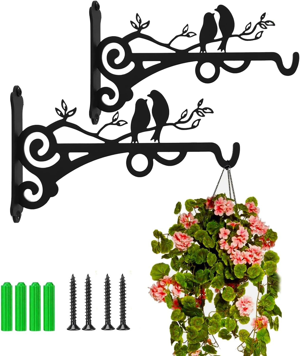 KEENSUNI 2PCS Hanging Basket Bracket, Brackets for Hanging Basket,Bird Feeders,