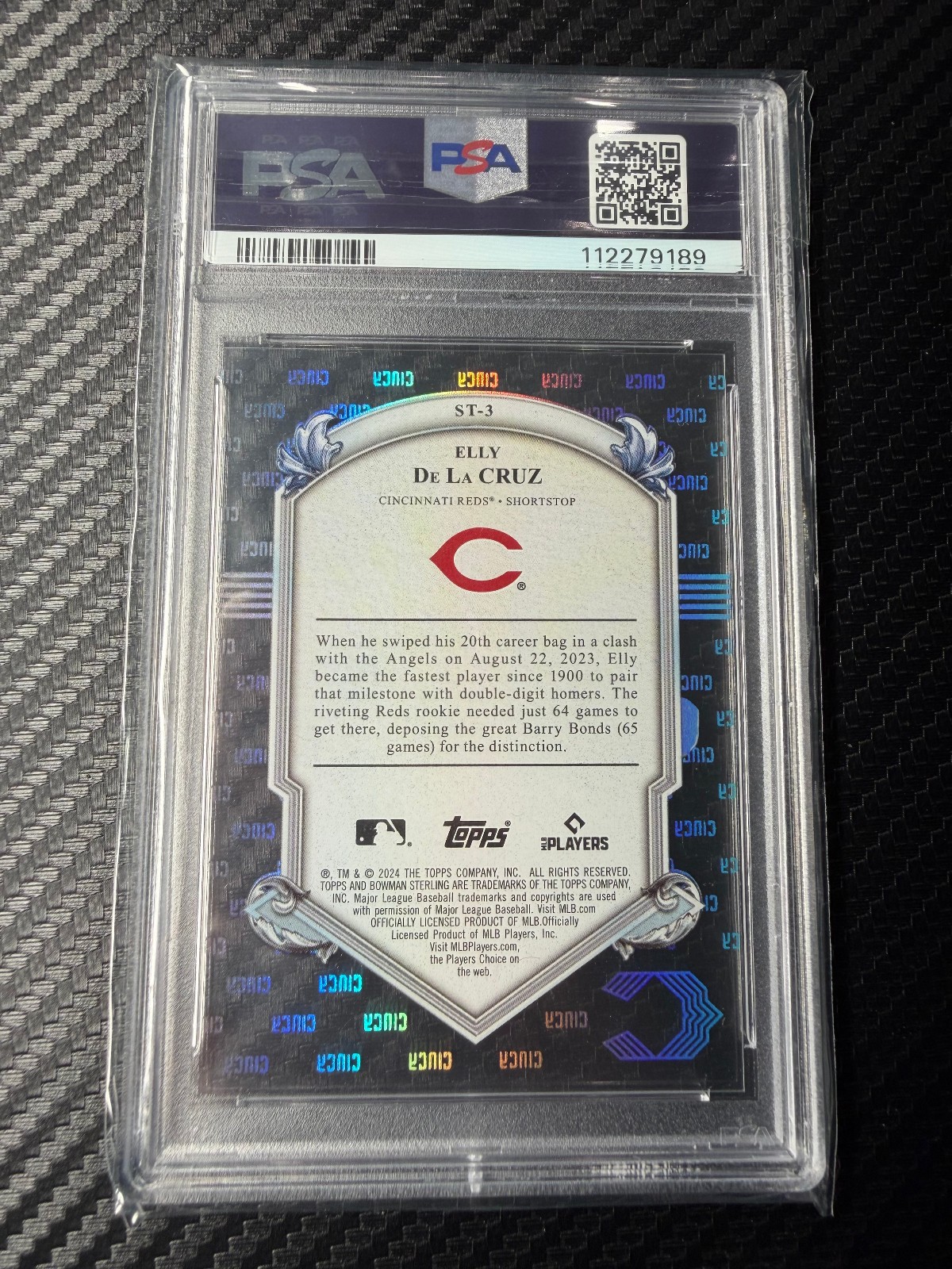 2024 Bowman Sterling Elly De La Cruz RC Sterlingtek /99 #ST-3 PSA 10 view 2