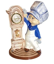 Vintage Byron Molds 1970s Little Engineer Figurine Windup Clock Ceramic Germany