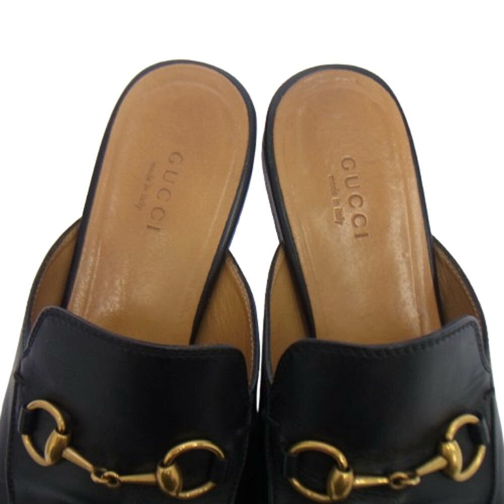 GUCCI Sandals Shoes Horse bit EU 37.0 US 7.0 Leather Black Authentic thumbnail 12