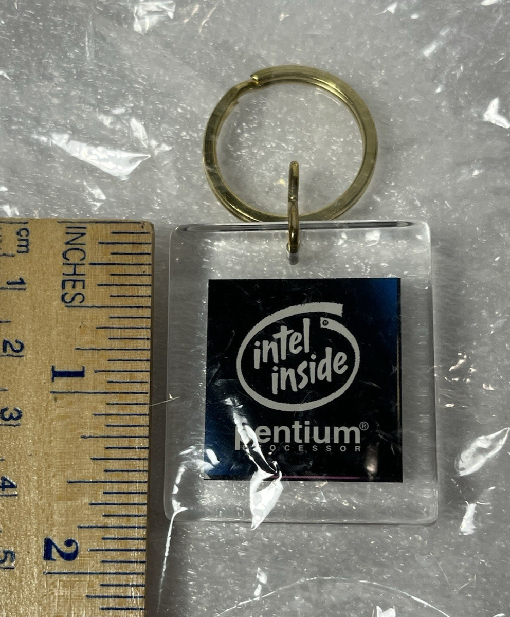 VTG Intel Inside Pentium Processor Keychain with CPU Chip Lucite