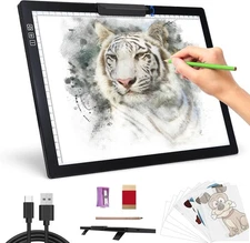 Rechargeable A4 Light Pad - Stepless Dimmable 6 Levels Brightness Black 