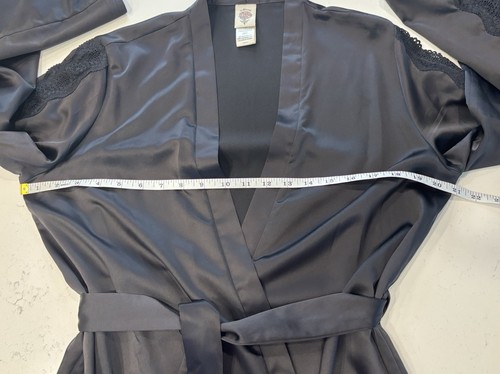 IN BLOOM by JONQUIL Damen Satin Morgenmantel Kimono XS/S Bindegürtel schwarz Loungewear - Bild 16 von 20