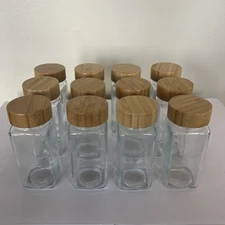 NETANY 12 Pcs Glass Spice Jars with Bamboo Lids, 4 Oz Glass Jars