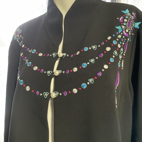 Bob Mackie QVC Wearable Art Women's Jacket 1X Embroidered Black NWT - Picture 4 of 16
