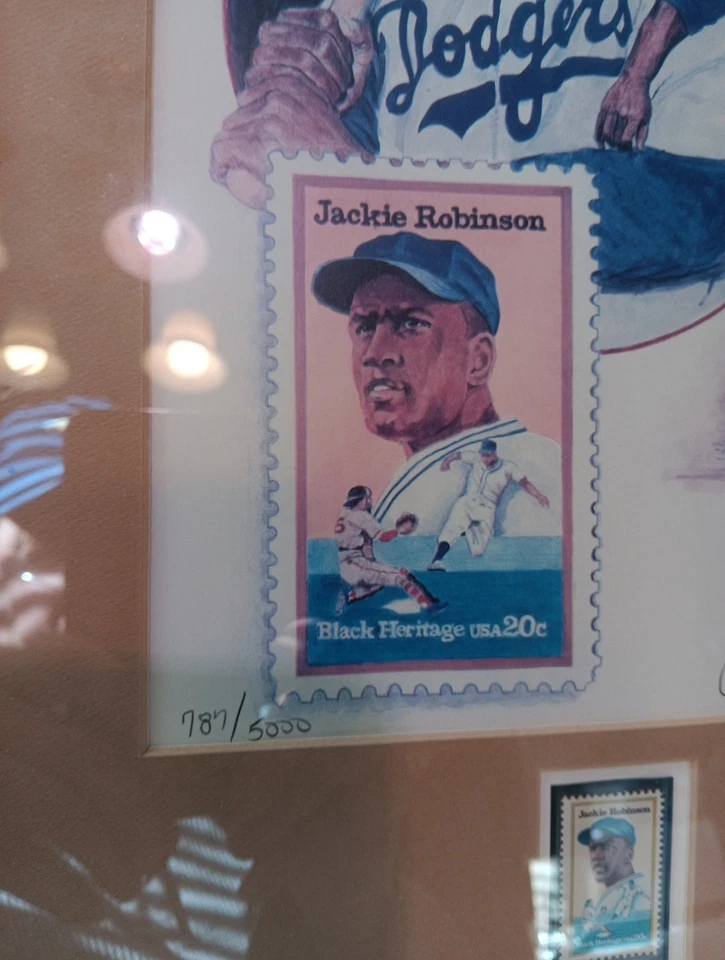 JACKIE ROBINSON 1988 20 CENTS STAMP Print Signed By CHRISTOPHER PALUSO- 787/5000 - Image 3 of 4
