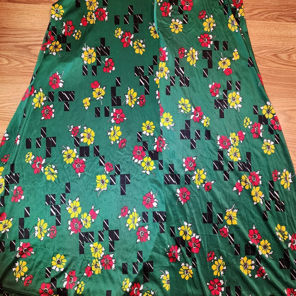 Maxi Bata de Salón Vintage Años 70 Sears Verde Floral Boho Hippie Cottagecore  Foto 3 de 4