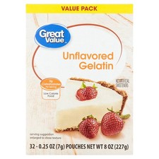 Unflavored Gelatin Mix 0.25 oz Packets 32 Count Bulk Powder for Cooking Baking