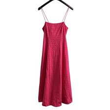 Melloday Dress Womens S Pink Eyelet Sleeveless Maxi Beaded Lace Up Back Easter
