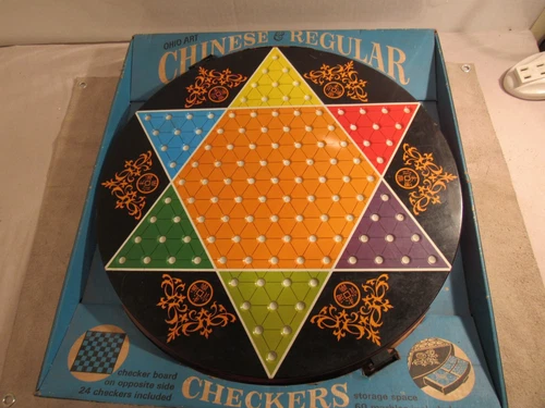 Vintage Ohio Art 2 In 1 Chinese / Regular Checkers Tin Game No 539 Original Box