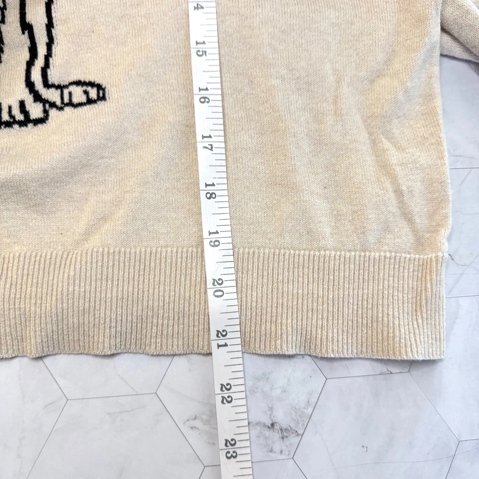 Suéter Pullover Alashan Woofington Perro con Bufanda Algodón Cachemira Talla L Marfil Usado en Excelente Condición Foto 4 de 4