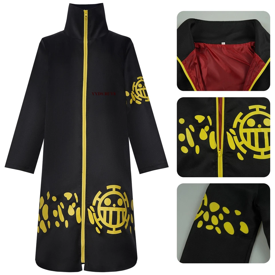 Hot Anime OP Trafalgar D. Water Law Cosplay Robe Coat Carnival Party Show Suit - Image 4 of 4
